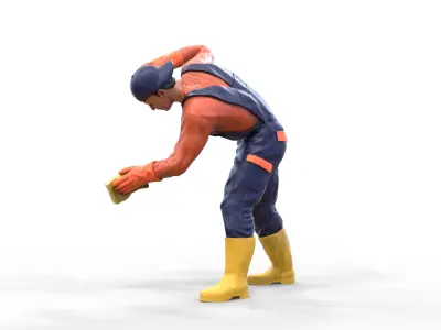 N8 Car Wash Worker with Sponge 3D print model