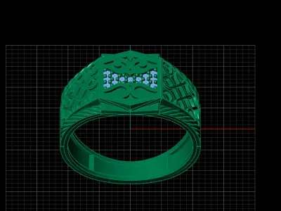 Print Ready STL 3DM  Gents Rings Diamond Men Ring  3D print model 79