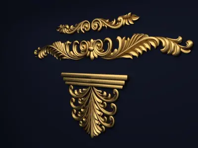 Classic decor ornament v-3D model 21 3D model
