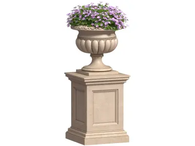 Flower Petunia purple in a classic vase for decoration Plant  3D model