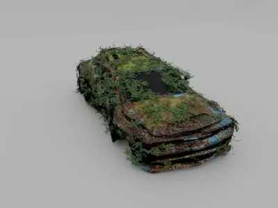 Damaged Rusty Car Low-poly 3D model