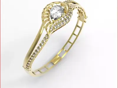 jewelry gold ring with diamond in center Free 3D model