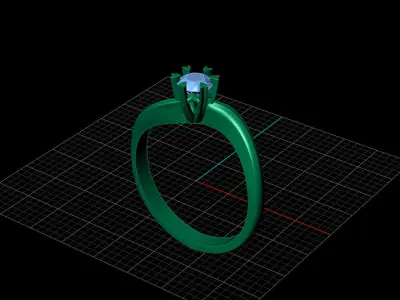 STL 3DM Print Ready Women Diamond Ring Lightweight Printable  3D print model 6