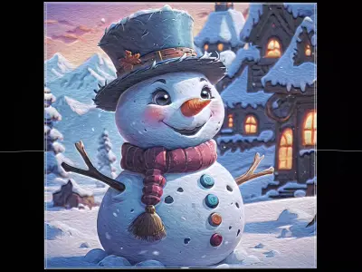  Christmas Snowman Painting Three  Low-poly 3D model