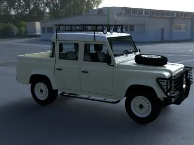 Land Rover Defender 110 Double Cab Pick Up w interior HDRI 3D model