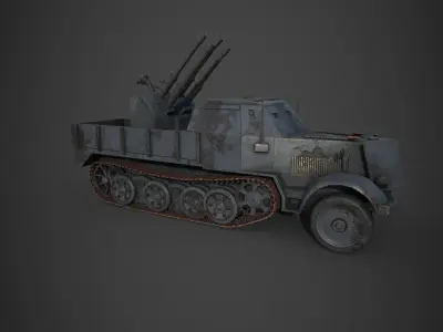 FlakTank german tank Low-poly 3D model