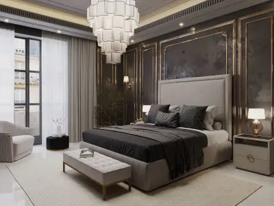 Luxury Bedroom Interior Scene 3D model