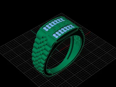 Print Ready STL 3DM  Gents Rings Diamond Men Ring  3D print model 43