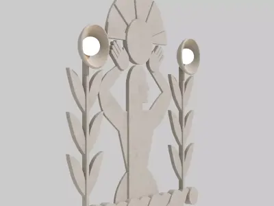 Minimalist Stucco Wall Art Abstract Woman with Sun 3D model
