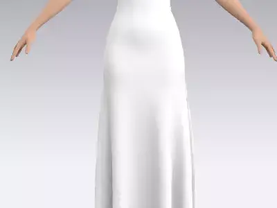 dress white wedding dress modern look Low-poly 3D model