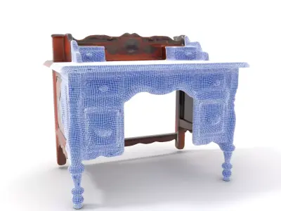 Ornate Wooden Desk model pack Low-poly 3D model