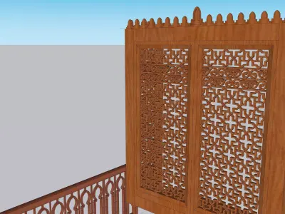 Decorative Wooden Railing and Enclosure SketchUp Model 3D model