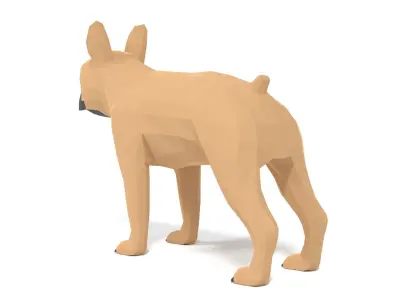 Low Poly Cartoon French Bulldog Low-poly 3D model