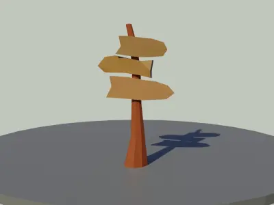Low Poly Signpost directional sign Free 3D model