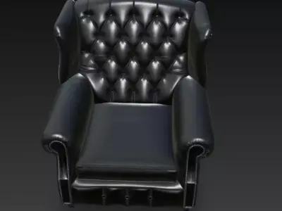 Classic Tufted Leather Armchair 3D Model 3D model