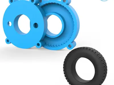 Truck Tire Mold With 3 Wheels 3D print model