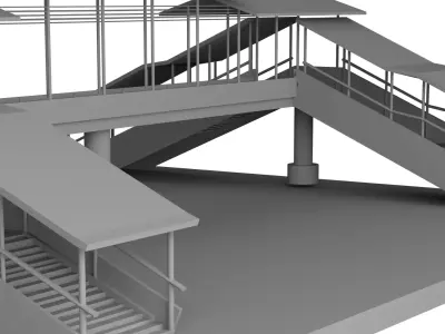 Overpass Footbridge Low-poly 3D model
