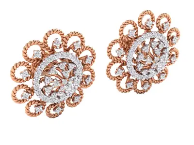 Diamond Studs Earrings Render 3dm STL SLC JCD OBJ FBX Details 3D print model