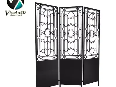 furniture 10 Three panel Metal Screen 3D model