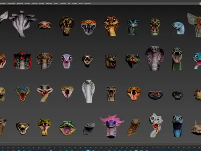 Ultimate Snake Head Pack  48 HighPoly Stylized Assets 3D model