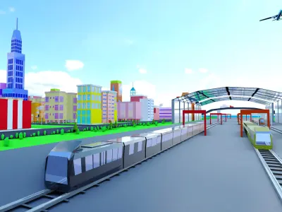 Low-Poly City big game Low-poly 3D model