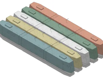 Simple Long Tram 3D model