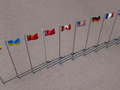 Flags Low-poly 3D model