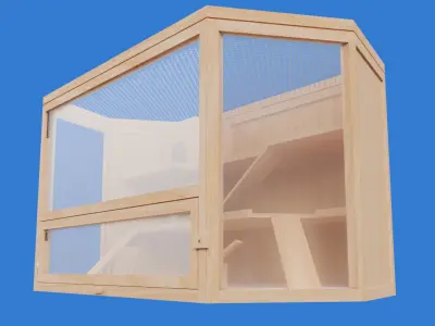 Wooden Hamster Cage Low-poly 3D model