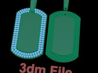 Diamond ID Bar Dogtag Pendant Large 3D print model