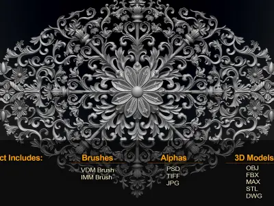 160 Ornament Brushes 4K Alphas and 3D Models- VOL 03 3D model