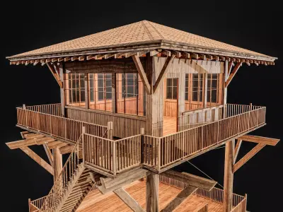 Tower Cabin Low-poly 3D model