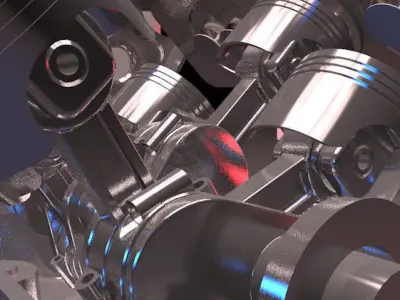 Engaine car v6  in solide works and rendering in cinema 4d 3D model