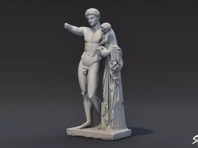 Hermes and the Infant Dionysus Low-poly 3D model