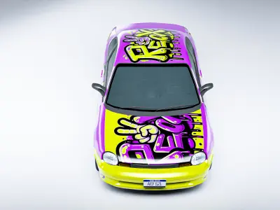 Classic Low Poly Sedan Car with Street Livery Game Ready Asset Low-poly 3D model