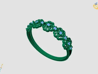 Women Ring Diamond Stone STL 3DM Lightweight Printable 3D print model 46