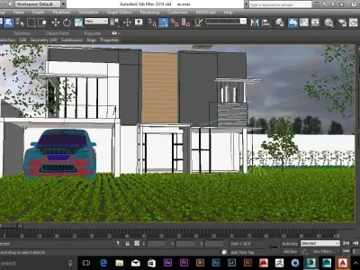 house modern with car in front Low-poly 3D model