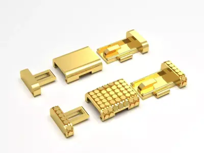 Simple gold box lock with three-pointed clasp model gl0013 3D print model