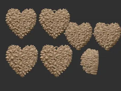 valentines flower heart pentant  3D print model