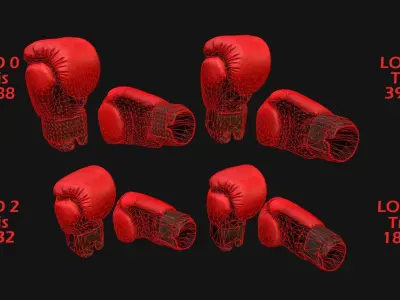 Boxing Gloves Red Low-poly 3D model