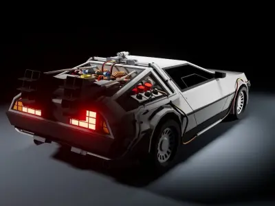 Time Machine 1981 DMC DeLorean Low-Poly Style Low-poly 3D model