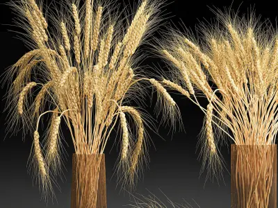 Decorative bouquet of wheat ears in a vase for decor 123 3D model