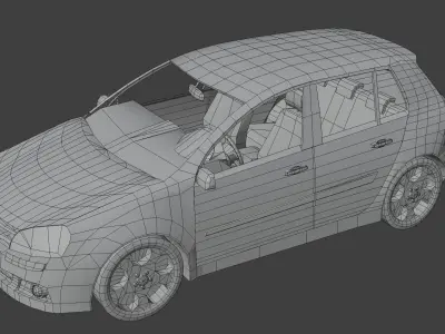 Generic Hatchback Car With Interior Lowpoly 3D Model Low-poly 3D model