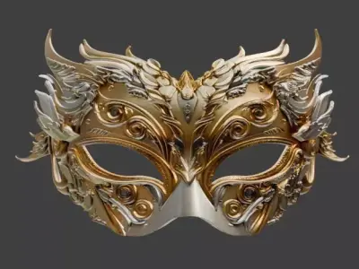 Luxury Ornate Masquerade Mask Baroque Fantasy 3D print model