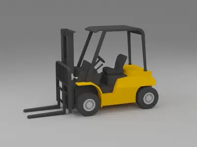 forklift low poly truck Low-poly 3D model