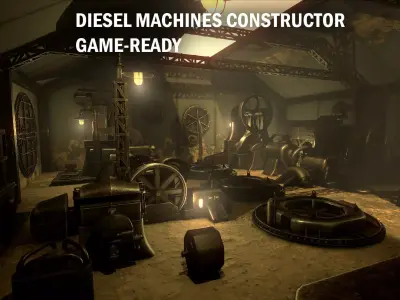 Diesel machines constructor Low-poly 3D model
