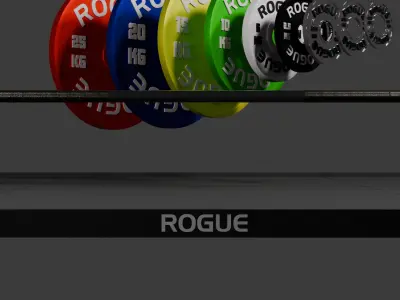 Deadlift Bar Platform Calibrated Plates Complete Set 3D model