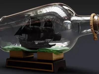 Pirate Ship in a Bottle 3D model