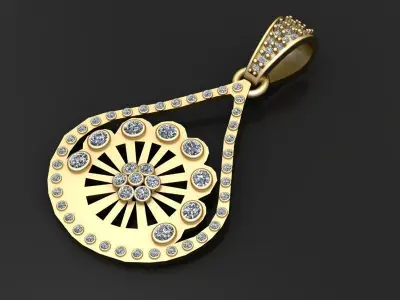 Teardrop gold pendant   3D printable model  3D print model