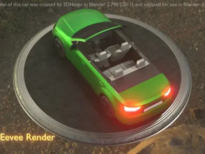 City Car 45 SUV Cabrio Open Type-B Green Low-poly 3D model