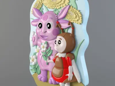 luntik little girl and monster 3D print model